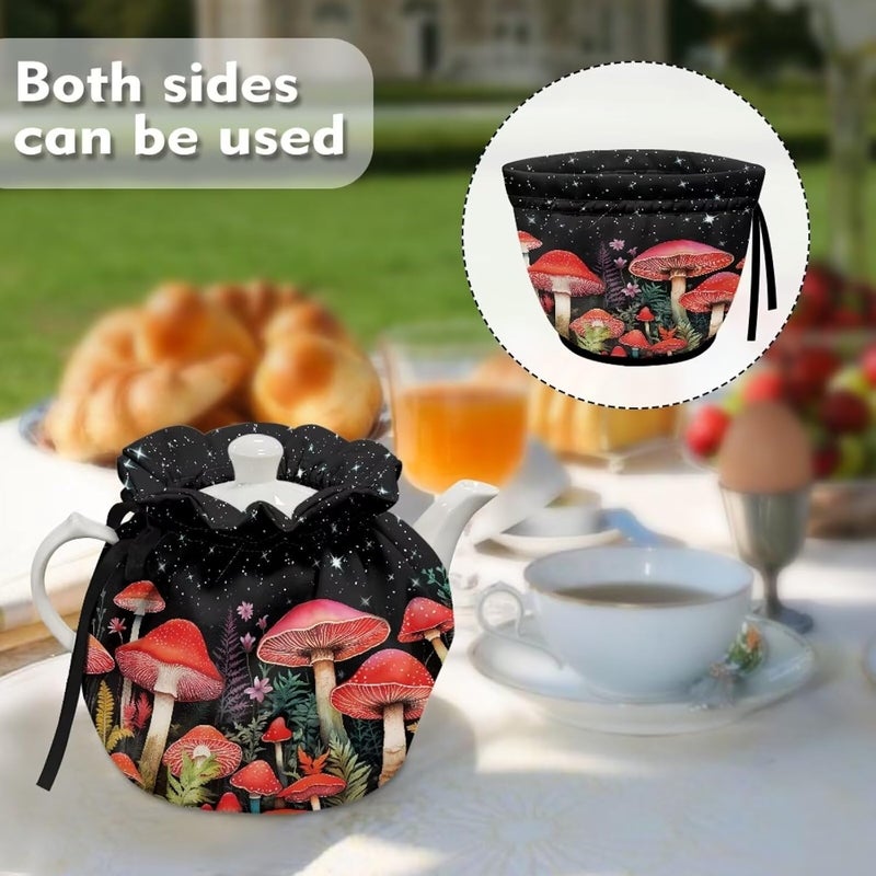 Mintulipy Mushroom Tea Pot Cosy Dust Proof Insulating Mushroom Tea Pot Cozies for Teapots Kitchen Accessory Home Table Decorative Breakfast Warmer Teapot Cozies - Image 4